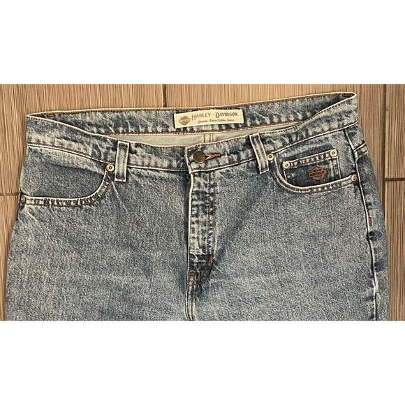 Harley Davidson Men's Blue Denim Straight Leg Medium Wash Jeans Measures 36x32 - Picture 2 of 9